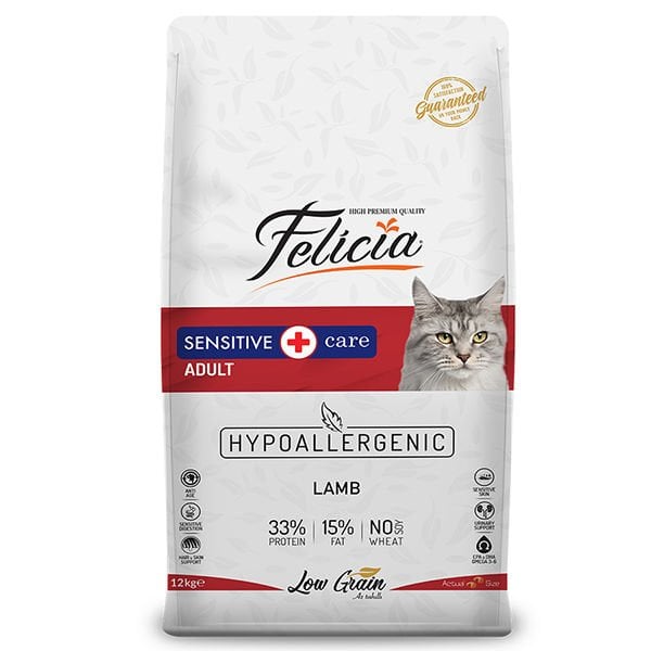 Felicia Düşük Tahıllı Hipoalerjenik Kuzu Etli Yetişkin Kedi Maması 12 Kg - Kuru Kedi Maması