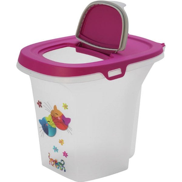 Moderna Trendy Friends Kedi ve Köpek Plastik Mama Saklama Kabı Fuşya 26.5x21.5x27.5 Cm 6 Lt ürün görseli
