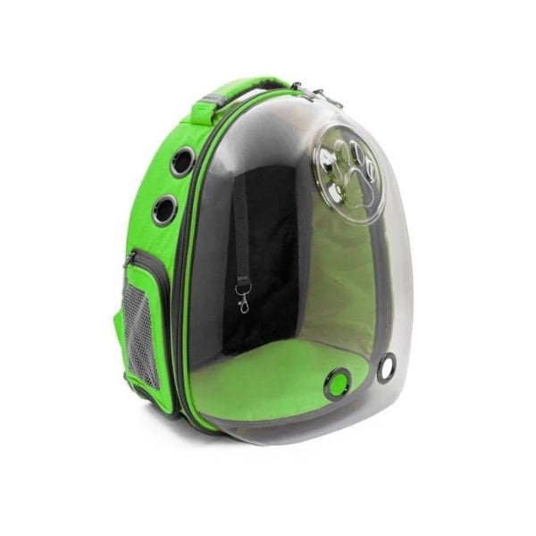 Cattie Şeffaf Kedi ve Küçük Irk Köpek Taşıma Sırt Çantası Yeşil 25x30x40 Cm - Kedi Aksesuarı