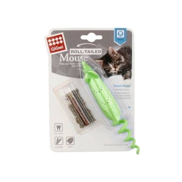 Gigwi Fare Şeklinde Catnipli Plastik Kedi Oyuncağı 16 Cm Yeşil - Kedi Oyuncağı