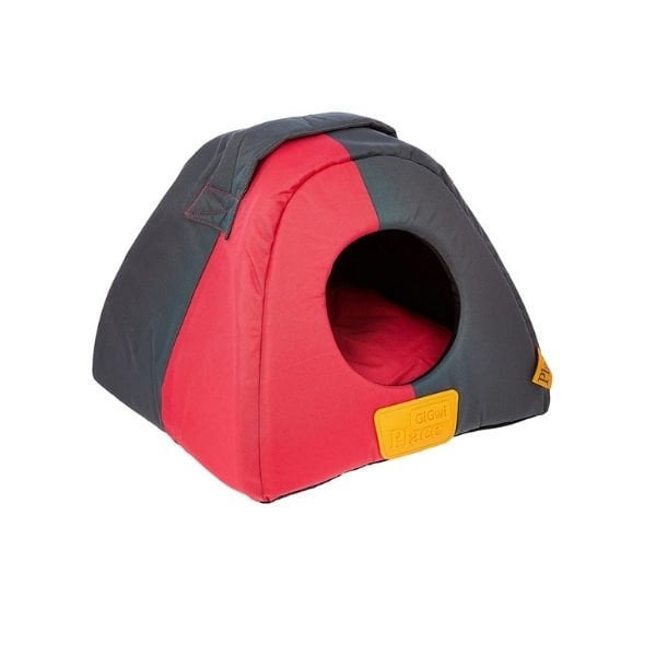 Gigwi Üçgen Kanvas Kumaş Kedi ve Küçük Irk Köpek Yatağı Kırmızı/Siyah 40x40x30 Cm - Kedi Aksesuarı