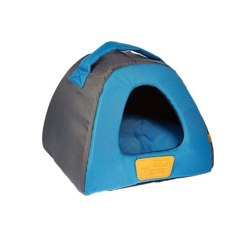 Gigwi Üçgen Kanvas Kumaş Kedi ve Küçük Irk Köpek Yatağı Gri/Mavi 40x40x30 Cm