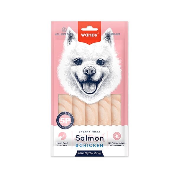 Wanpy Krema Somonlu ve Tavuklu Sıvı Köpek Ödülü 1 Adet 5x14 Gr - Köpek Ödül Maması
