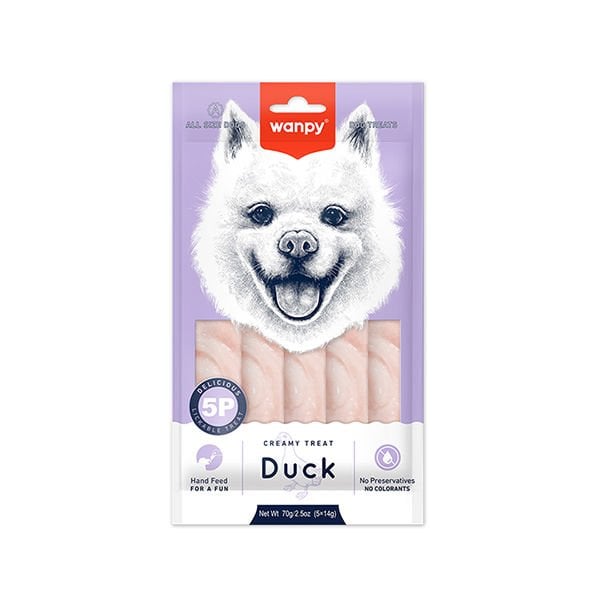 Wanpy Krema Ördekli Sıvı Köpek Ödülü 1 Adet 5x14 Gr - Köpek Ödül Maması