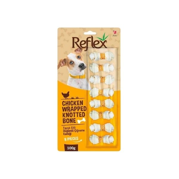 Reflex Tavuk Etli Çift Düğümlü Sekizli Çiğneme Kemiği Köpek Ödülü 1 Adet 100 Gr - Köpek Ödül Maması