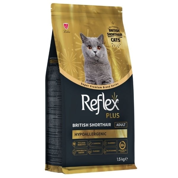 Reflex Plus British Shorthair Tavuklu ve Kızılcıklı Yetişkin Kedi Maması 1.5 Kg - Kuru Kedi Maması