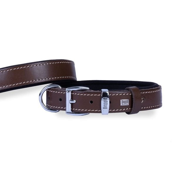 Doggie Konfor Deri Köpek Boyun Tasması Medium Kahverengi 3x42-50 Cm - Köpek Tasması
