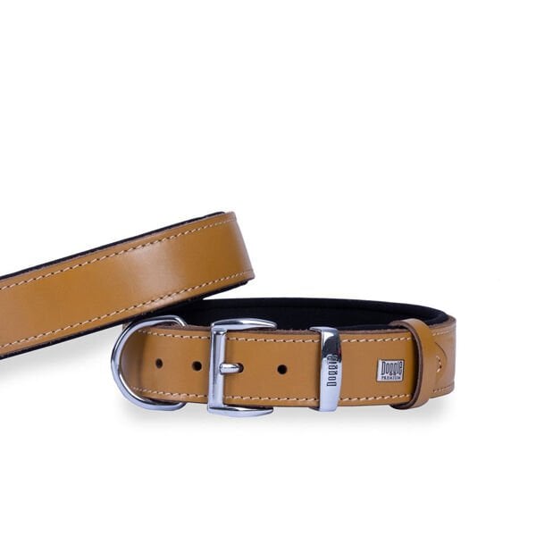 Doggie Konfor Deri Köpek Boyun Tasması Medium Camel 3.5x52-60 Cm - Köpek Tasması