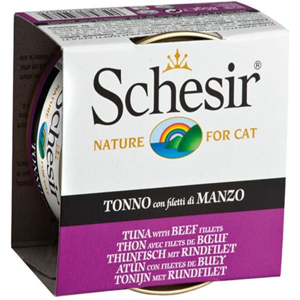 Schesir Ton Balık ve Sığır Etli Jöleli Konserve Kedi Maması 1 Adet 85 Gr yaş konserve kedi maması