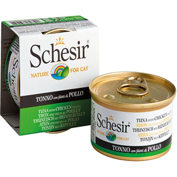 Schesir Ton Balıklı ve Tavuklu Jöleli Konserve Kedi Maması 1 Adet 85 Gr yaş konserve kedi maması
