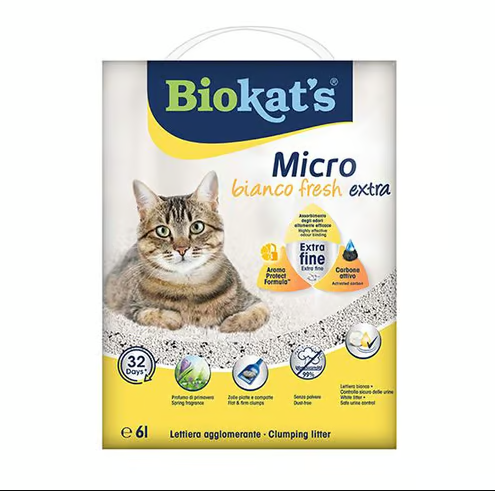 Biokats Micro Fresh Extra Bahar Kokulu Aktif Karbonlu Topaklanan Doğal Kedi Kumu 1 Adet 6 Lt ürünü görseli