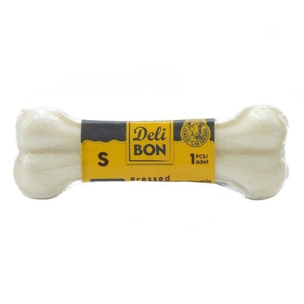 Delibon Deri Pres Vakumlu Kemik Köpek Ödülü Beyaz 12 Cm 1 Adet - Köpek Ödül Maması