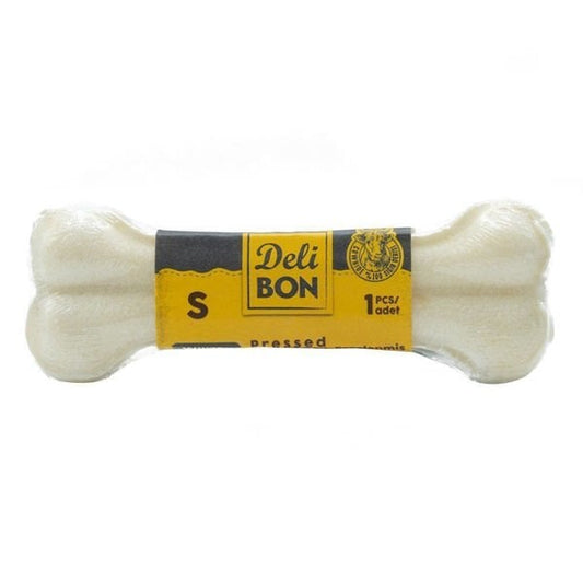 Delibon Deri Pres Vakumlu Kemik Köpek Ödülü Beyaz 12 Cm 1 Adet - Köpek Ödül Maması