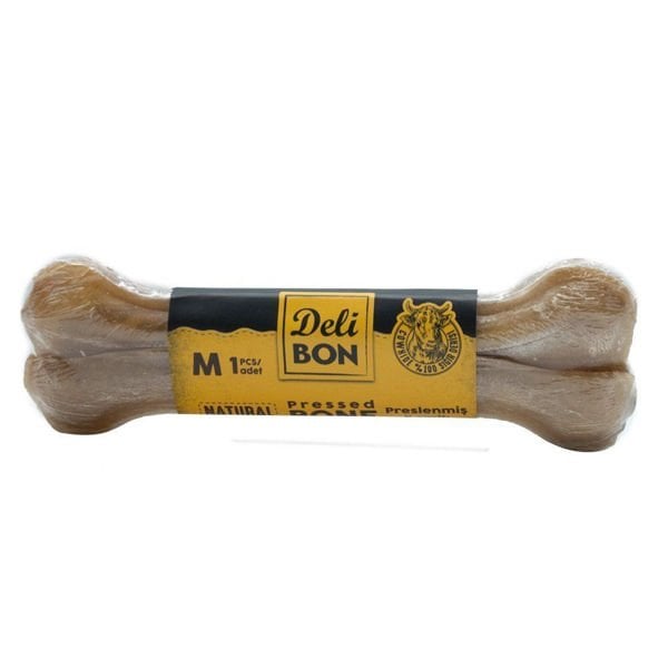 Delibon Deri Pres Vakumlu Kemik Köpek Ödülü Naturel 15 Cm 1 Adet - Köpek Ödül Maması