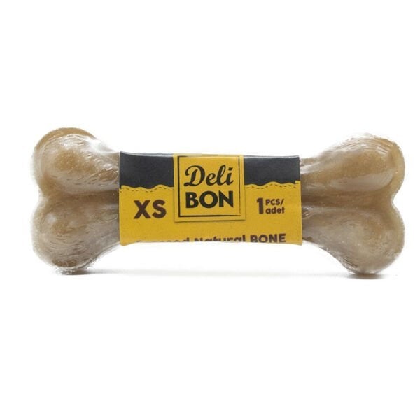 Delibon Deri Pres Vakumlu Kemik Köpek Ödülü Naturel 7 Cm 1 Adet - Köpek Ödül Maması