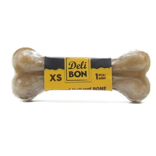 Delibon Deri Pres Vakumlu Kemik Köpek Ödülü Naturel 7 Cm 1 Adet - Köpek Ödül Maması