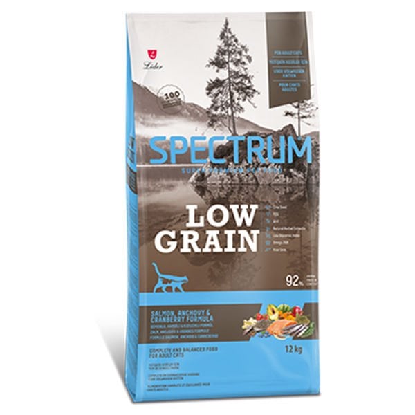 Spectrum Low Grain Somonlu Hamsili ve Kızılcıklı Düşük Tahıllı Yetişkin Kedi Maması 12 Kg - Kuru Kedi Maması