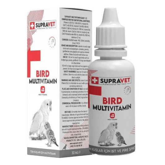 Supravet Plus Kanarya Papağan Güvercin ve Muhabbet Kuşları için Multivitamin Damla 30 Ml
